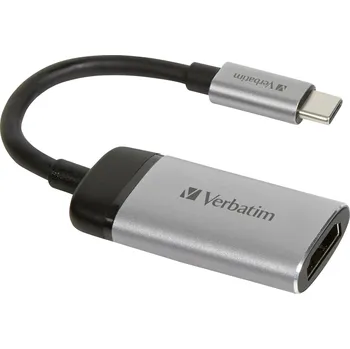 Audio kabel Verbatim 49143 USB-C® adaptér [1x USB-C® zástrčka - 1x HDMI zásuvka] stříbrná (matná) 0.10 m