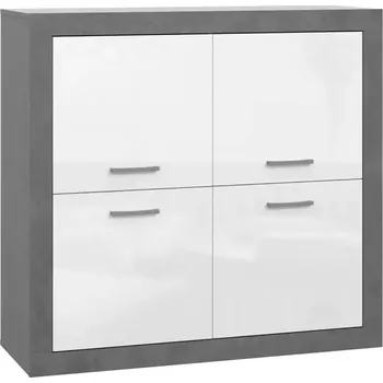 Kancelářská sestava Komoda Trebbia 4D beton/bílý lesk