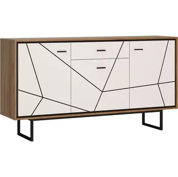 Kancelářská sestava Komoda Brolo BROK04 3D1S dub catania/černá perla/mdf bílý HG