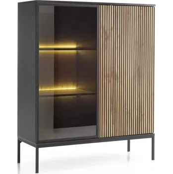 Obývací stěna Vitrína Sento WT104 černá/dub wotan