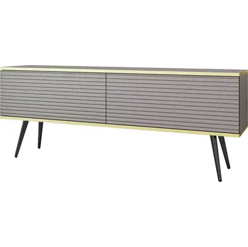 Obývací stěna Tv stolek Oro mdf rýhovaná 135 šedá + nohy černé