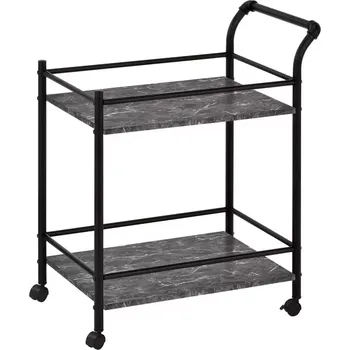 Obývací stěna Kuchyňský vozík GC5334-1 černý mramor/černá