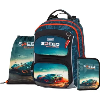 Školní batoh oxybag Školní set 3 ks OXY JUMPER Auto – batoh, penál a sáček