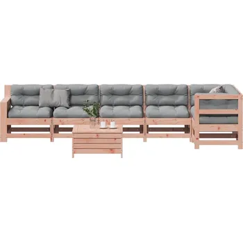 Zahradní sestava vidaXL 7dílná zahradní souprava s poduškami bílá masivní borovice [3250876] Barva: Přírodní douglaska