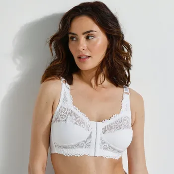 Podprsenka Podprsenka se zapínáním vpředu, ze strečové krajky, bez kostic bílá 85C