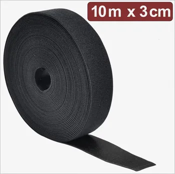 Zip Quadrios 24CA308 pásek se suchým zipem, ke spojování, háčková a flaušová část, (d x š) 10 m x 3 cm, černá, 10 m