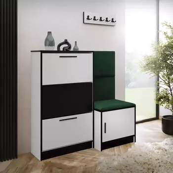 Předsíňová stěna Botník Kpl Foli bílá + zelená (Kronos 19)