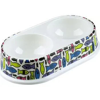 Miska pro psa Dvojmiska melaminová s 0,25 l/26,5x15x5,5 cm
