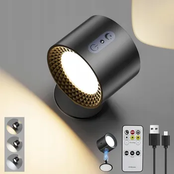 Nástěnné svítidlo MAGNETICKÉ NÁSTĚNNÉ SVÍTIDLO LED 3 DÁLKOVÝ OVLADAČ USB NABÍJECÍ LAMKA NOČNÍ