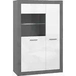 Vitrína Trebbia 2D beton/bílý lesk