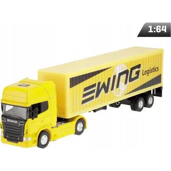 autíčko Model 1:64, SCANIA V8 R730 Ewing Logistic, žlutá