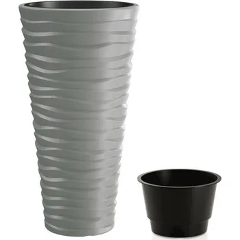 Květináč Květináč SAND SLIM šedý kámen 29,6cm