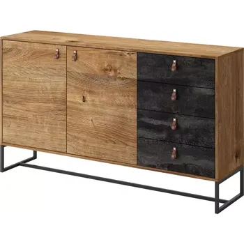 Kancelářská sestava Komoda Dark dk 153 dub ribbeck/černá kámen