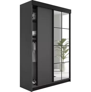 Předsíňová stěna Šatní skříň Lamaro 138 grafit-antracit + černé prvky