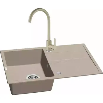 Kuchyňský dřez Dřez granitový Pico 760x440 béžový + dřezová baterie