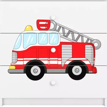 Dětský pokoj Dětská komoda Babydreams bílá - Hasičské auto