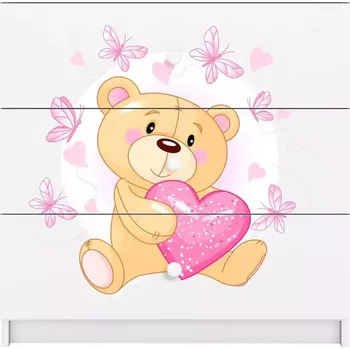 Dětský pokoj Dětská komoda Babydreams bílá - Medvídek s motýlky