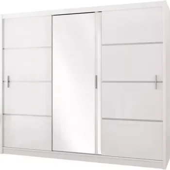 Předsíňová stěna Skříň Vista 250cm Bílá/Zrcadlo