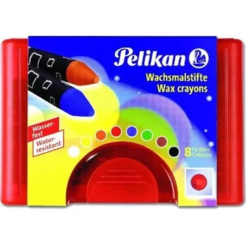 Pastelka Voskové Voskovky Pelikan kulaté, 8 barev, Pouzdro