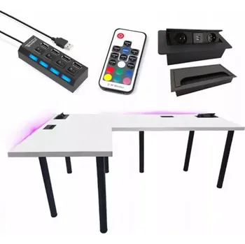 Kancelářská sestava Psací Stůl Roh. Top Bílý 180x120x3,6 Model 3