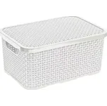 Koš s víkem 19l rattan bílý