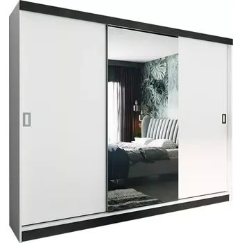 Kancelářská sestava Skříň Retro 1 200 Zrcadlo Bílý/Černá Mat