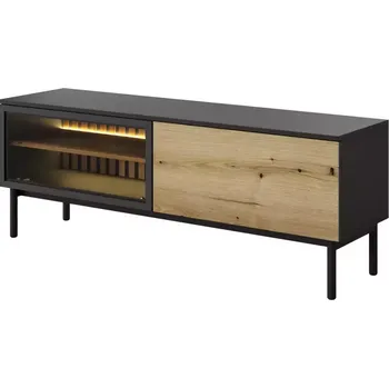 Obývací stěna TV stolek TV stolek Lang RTV E 150 2d Led Černá/ dub Evoke