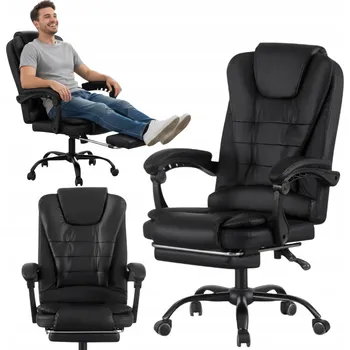 KANCELÁŘSKÁ OTOČNÁ ŽIDLE ELEGANTNÍ POHODLNÁ BEMVENDI S PODNOŽKOU – ČERNÁ