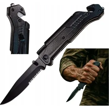 kapesní nůž NŮŽ ZAVÍRACÍ ZÁCHRANÁŘSKÝ LED AUTOMATICKÝ TAKTICKÝ PRO PŘEŽITÍ 22 CM