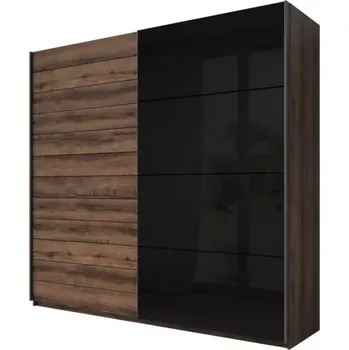 Předsíňová stěna Skříň Galaxy 220cm dub monastery/černé sklo