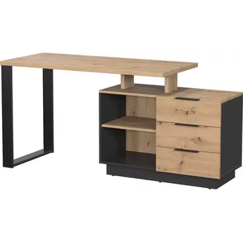 Kancelářská sestava Psací stůl sierro 3s dub artisan/černý