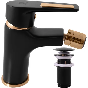 Vodovodní baterie COLORADO - Bidetová baterie s výpustí, Černá matná/Zlatá CO345.0KCMATZ, RAV Slezák Barva: Černá matná/Zlatá, Rozměr: 3,8"