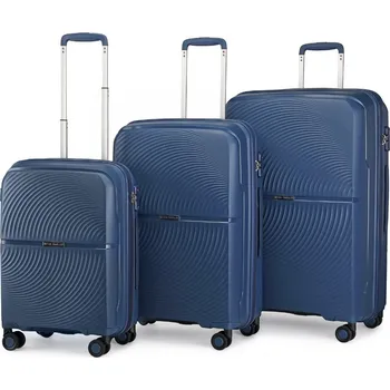British Traveller K2393L Sada 3 kufry spinner 55cm 67cm 76cm Modrý Navy Polypropylen