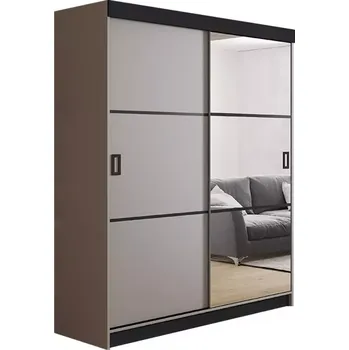 Kancelářská sestava Skříň Retro 3l 138 Zrcadlo Grafit/Černá Mat