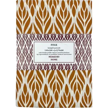 Povlečení Bavlněné povlečení Folk ecru/hořčicová 140x200 + (1) 70x80 Merkury Home