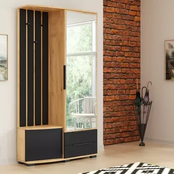 Předsíňová stěna Předsíňová stěna Loft craft zlatý/černá/čalounictví