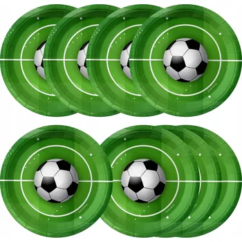 Talíř Talířky na jedno použití PAPÍROVÉ 18 cm zelené Fotbalový fotbal 8ks