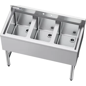 Nerezový dřez Vevor Třídřezový podbarový nerezový dřez 18-gauge 304, 254×356×254 mm