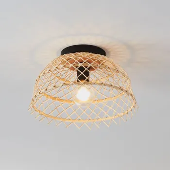 EGLO Stropní světlo Ausnby s dřevěným pletivem přírodní světlé dřevo, černá 1 x 40 W - Doprava zdarma