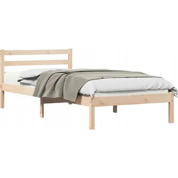 Postel Minimalistický Rám Postele z Masivního Borovicového Dřeva Béžový 140x200 cm