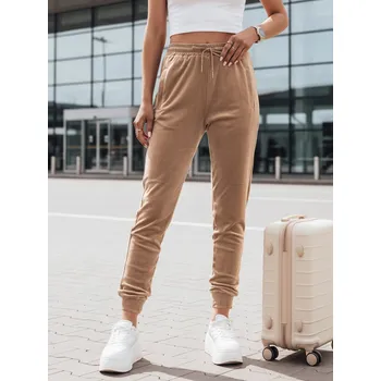 Dstreet Dámské velurové kalhoty UY3834 Barva: Béžová, Velikost: XL