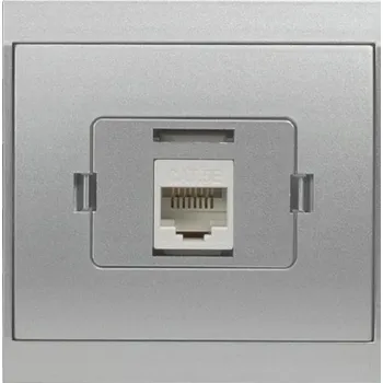 Elektrická zásuvka Internetová zásuvka nástěnná Abex stříbrná