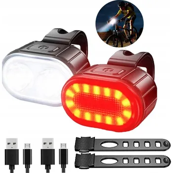 Cyklosvítilna Světlo na kolo LED PŘEDNÍ ZADNÍ USB - Silné, jasné světlo na řídítka