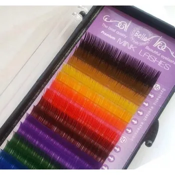 Péče o řasy a obočí Barevné řasy pro prodlužování, zatočení J, tloušťka 0,20, délka 11 mm, 16 proužků