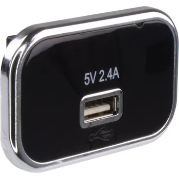 Autodíl USB 2,4A zásuvka 12 - 24V, chromový rámeček, 34678.1