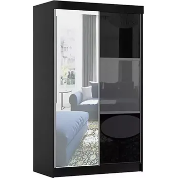 Předsíňová stěna Skříň se zrcadlem Rumba 120 Černá Lesk