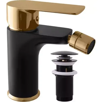 Vodovodní baterie RAV-SLEZÁK VLTAVA5 Baterie bidetová s výpustí černá/zlato VT545.0KCMATZ