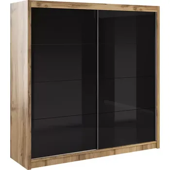 Kancelářská sestava Skříň Verona 200cm Dub Wotan/Černé Sklo