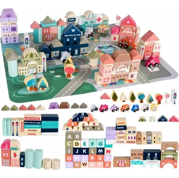 Dřevěná hračka SADA DŘEVĚNÝCH BLOKŮ, MĚSTSKÉ PÍSMENO, PUZZLE 13 5 KUSŮ DŘEVĚNÉ STAVEBNICE
