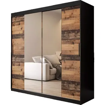 Kancelářská sestava Skříň Old Wood T1 200 Černá/Old Style/Lustro